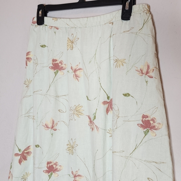 Coldwater Creek 100% linen Pull On floral maxi skirt pockets size small petite - Picture 13 of 14